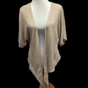 Loft Beige Lightweight Short Sleeve Cardigan Misses size L